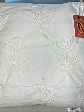 Beautiful by Drew White Embroidered Floral Throw Pillow